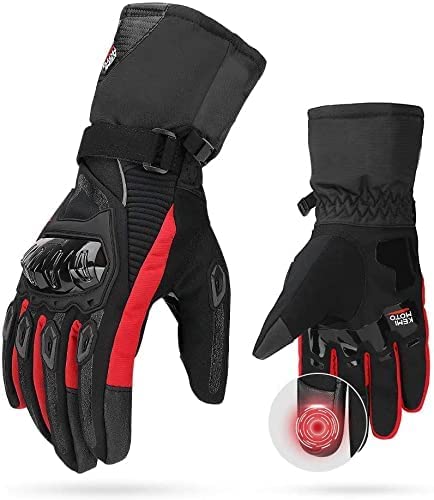 ISSYZONE Guantes Moto 2KP Homologados para Invierno, Guantes Impermeables de Moto con Pantalla Táctil, Guantes Protectores de Motociclismo de Dedo Completo para Invierno Deportes al Aire Libre