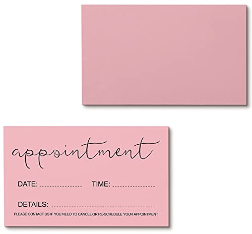 ITZAMNA 100 tarjetas de recordatorio de citas para negocios, peluquería, oficina dental, masajista, peluquería, médicos y más, paquete de tarjetas de citas para próxima cita, color rosa