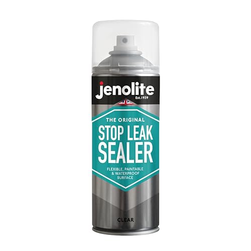 JENOLITE Spray sellador para detener fugas | TRANSPARENTE | Sellador impermeable | Llena, sella y detiene fugas | Canalones, Tejados Planos, Bajantes, Ventanas | 400ml