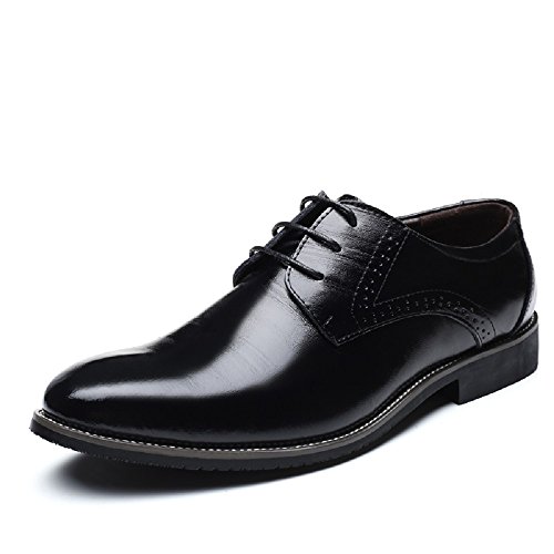 JOYTO Zapatos Oxford Hombre, Brogue Cuero Boda Negocios Calzado Vestir Cordones Derby Negro Marron Azul Rojo Amarillo 37-48EU BK46