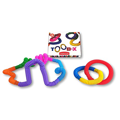JUEGACONMIGO TOOB-X Juguete Sensorial de Tubos Pop. Juguetes antiestrés de Colores, Fidget Pop Multicolor. Tubos extendibles y conectables Entre Ellos. 8 Piezas (Tamaño S)