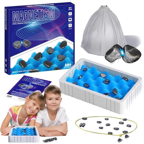 Juego de Ajedrez Magnetico,Juego Magnetico Piedras,Juego de Imanes y Cuerda,Juego Piedras Magneticas Portátiles,Magnetic Chess Game,Juego De Imán De Mesa,Juego de Mesa de Piedra Magnetica