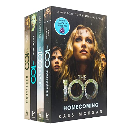 Juego de colección de 4 libros Kass Morgan Serie 100 (Los 100, Día 21, Regreso a casa, Rebelión)