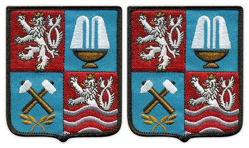 Juego de dos – Karlovy Vary Region – Escudo de armas – Negro VeIcro/gancho y bucle – Parche bordado/insignia/emblema