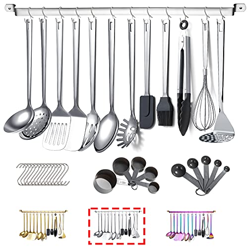 Juego de utensilios de cocina de acero inoxidable, Kyraton de 37 piezas, herramientas con soporte