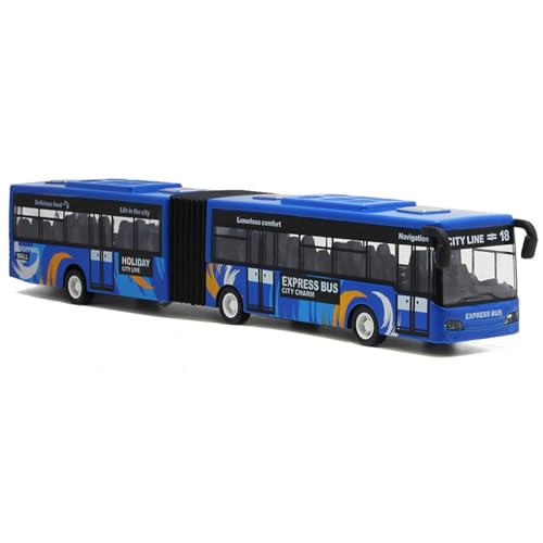 Juguete para Niños 1:50 Escala Modelo de Autobús Urbano Luz Musical Metal Diecast Vehículo Colección Coche para Boys Juguetes Educativos (Azul)