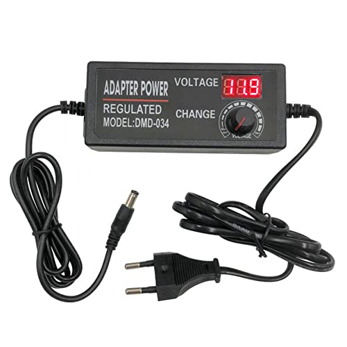 JZK Fuente alimentación ajustable USB voltaje DC 3-12V 5A con pantalla digital, 60W Max 100-240V AC a DC 3V 4V 4.5V 5V 6V 7V 8V 9V 10V 12V Adaptador de corriente universal Transformador Convertidor