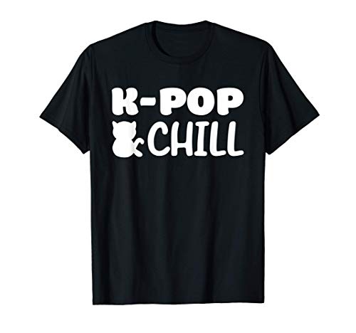 K-pop y Chill Cat Silueta de música pop coreana Camiseta