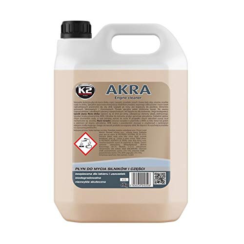 K2 Akra Desengrasante de Motor Exterior Coche - Limpiador Limpia Piezas Mecánicas - Disuelve Aceite Polvo Grasas y Suciedad Adherida en el Motor 5 litros)