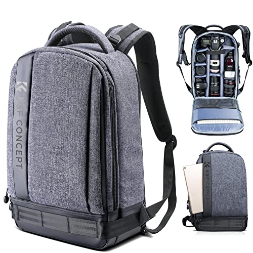 K&F Concept Mochila para Cámara, Mochila Fotográfica Profesional, Mochila para Cámara de Fotos Impermeable, Bolsa para Cámara con Compartimento para Portátil 15.6 Pulgadas