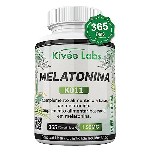 Kivéelabs 365 Comprimidos Melatonina Pura 1,99 mg | Rápida Asimilación | Suministro para 1 año | Ayuda con el insomnio y trastornos del sueño | Vegano sin OMG | Fabricado en España