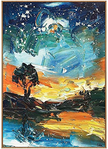 KLHWR Póster de obras de arte de 27.5 x 47.2 pulgadas (70 x 120 cm), sin marco, pintura al óleo, cielo estrellado, decoración moderna, pintura lista para colgar lienzo decoración de pared