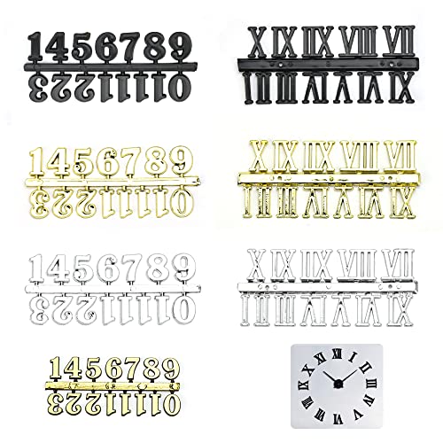 KLNYGTSK 7 PCS Números de Reloj Incluyendo Número Árabe y Número Romano Números de Reloj Digital DIY Piezas de Repuesto de Agujas de Reloj para Diseñar Reemplazo Reparación de Accesorios de Reloj