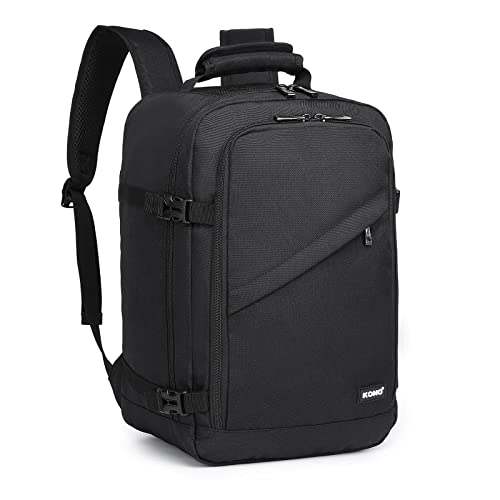 Kono Mochila 40x20x25 Bajo Asiento Ryanair Cabina de Vuelo Bolsa de Viaje Equipaje de Mano Bandolera 20L (Negro)