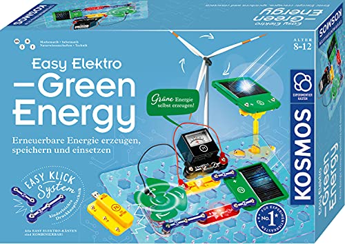 KOSMOS 620684 Easy Elektro Green Energy, Genera, almacena y Utiliza energía renovable, exclusivos de Amazon, Caja de experimentos para niños a Partir de 8 – 12 años para producir Electricidad