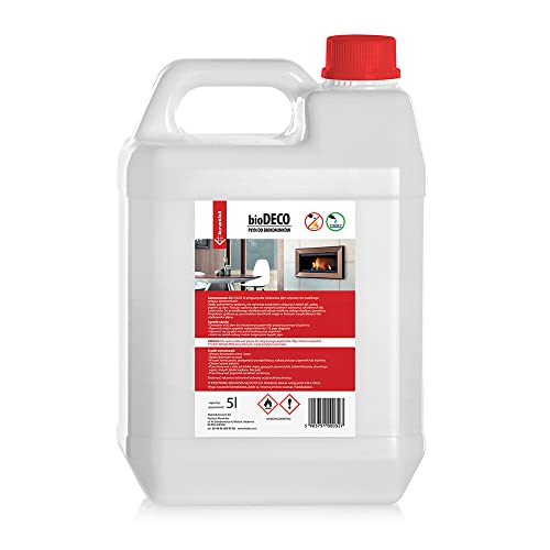 KRATKI bioDECO Biocombustible para Chimeneas Alcohol 100% Obtenido Naturalmente Eficiente Fuente de Calor Quemaduras Durante 2-5h Inodoro Sin Humo 1 Botella x 5L