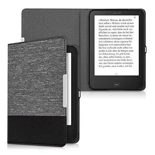 kwmobile Funda de e-Book Compatible con Tolino Shine 2 HD -Case de Cuero sintético Gris Oscuro/Negro