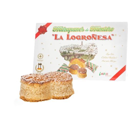 La Logroñesa Mazapán artesano de Montoro - Estuche 880 gr - 24 unidades aprox - Producto Premium - Típico Dulce Navideño - Receta Artesanal - Mazapanes Tradicionales - Auténtico Mazapán de Soto