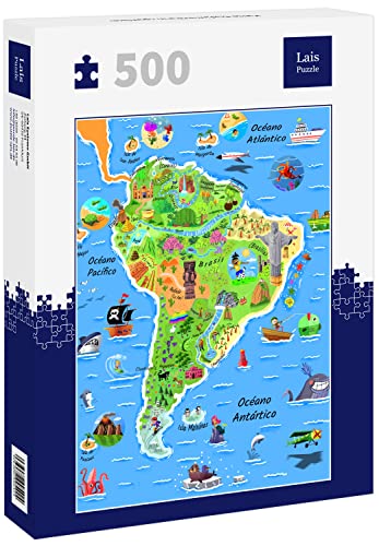 Lais Puzzle Mapa de Sudamérica en español 500 Piezas