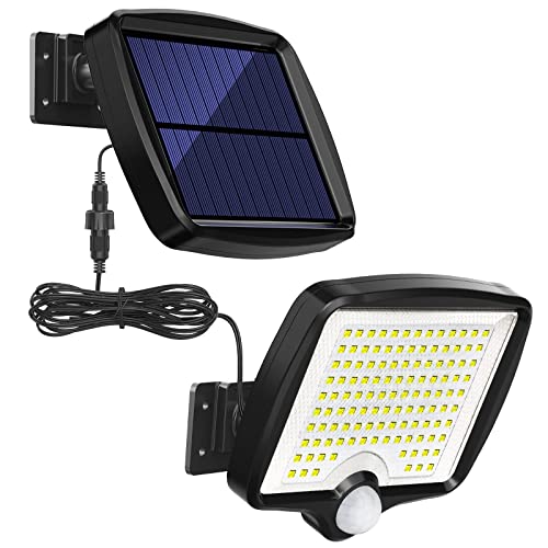 Lámpara Solar Para Exterior, MPJ Lámpara Solar 118 Led Para Exteriores Con Detector De Movimiento, Resistente Al Agua Ip65, Ángulo De Iluminación De 120°, Con Cable De 5 metros