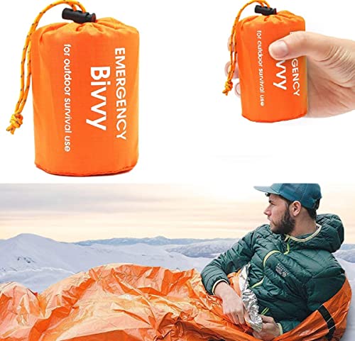 LATTCURE Saco de dormir de supervivencia de emergencia, saco de supervivencia, primeros auxilios, manta de rescate, manta de emergencia, protección contra el frío, tienda de rescate para exteriores