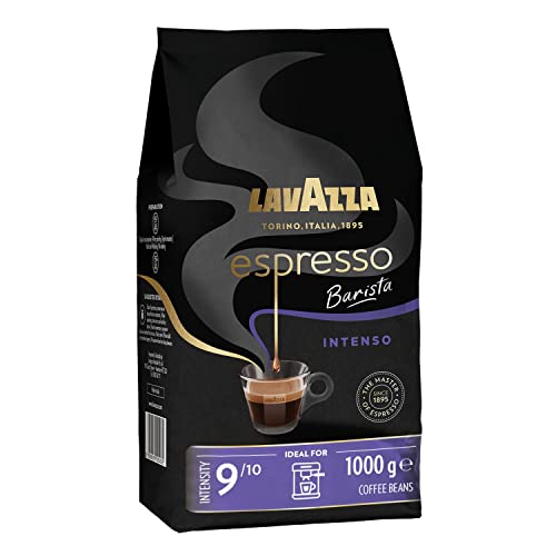 Lavazza, Espresso Barista Intenso, Café en Grano Natural Tostado, Adecuado para Máquina de Café Espresso o Superautomática, con Notas Aromáticas de Cacao y Madera, Intensidad 9/10, Tueste Medio, 1 kg