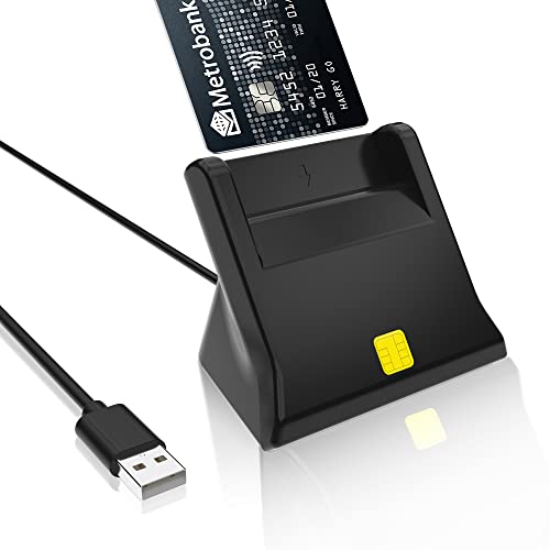 Lector dnie Electronico usb2.0 - Lector Tarjetas Inteligentes - Plug & Play - para dnie Electronico 4.0 y 3.0/ Tarjetas de Firma Digital/CAC/IC Bank/E-ID/Health Card, para Windows XP/vista/7/8/10/11