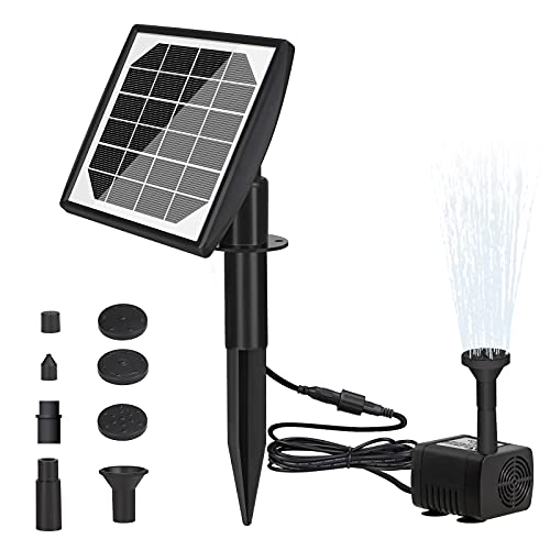 LEDGLE Bomba de Fuente de Agua Solar, 2.2W Con 7 Boquillas, Caudal 200 L/H, Estanque de Jardin para Baño de Aves, Césped, Pecera, Piscina, Patio