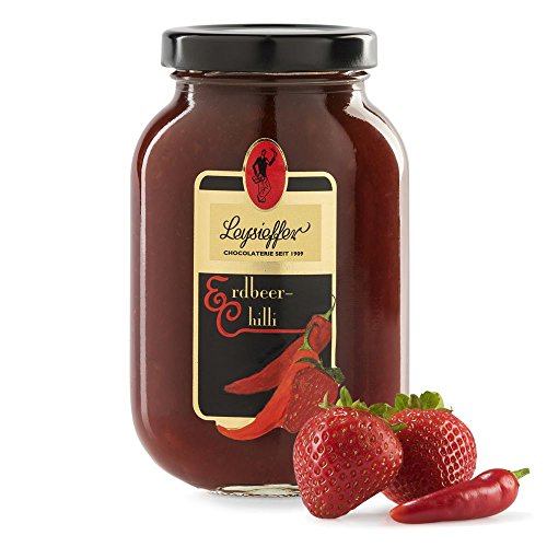 Leysieffer Chile de fresa para untar, hecho a mano, hervido en hervidor de cobre, con frutas frescas y zumo de fruta, sin gluten, vegano, sin lactosa, sin nueces, 200 gramos