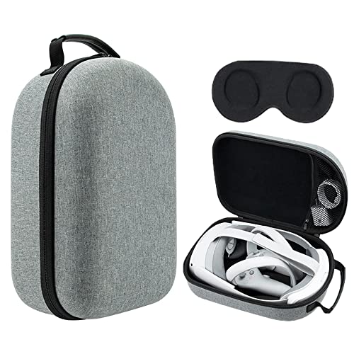 Linghuang Funda rígida para Auriculares Pico 4 VR, protección de Transporte para Gaming, Auriculares y Controladores de Realidad Virtual, Bolsillo de Red para Cable USB, Pilas AA y Cargador, Gris