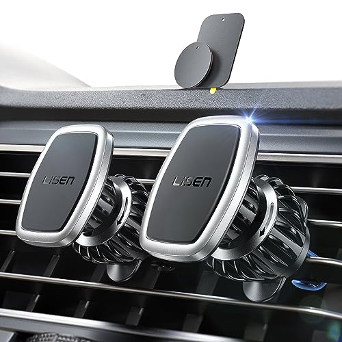 LISEN Soporte magnético para teléfono móvil, soporte para teléfono móvil, accesorios de ventilación para coche, plata