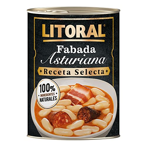 LITORAL Fabada Asturiana Receta Selecta - Plato Preparado Sin Gluten - Pack de 6x420g, Total 2.52kg