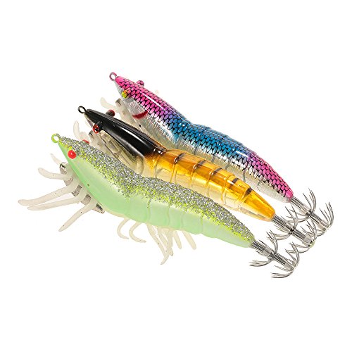 Lixada Señuelos Pesca Mar Noctilucentes, Señuelos Pesca Calamar, Señuelos, Cebo Pesca, Cebo de Calamar de Gambas (3/5/43pcs)