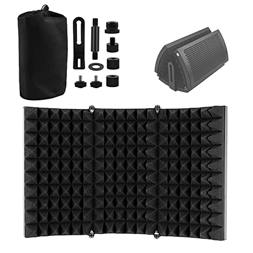 Locisne Escudo aislamiento micrófono,micrófono estudio plegable Reflector espuma absorbente sonido Escudo profesional para soporte mesa sobremesa Equipo grabación micrófono Estudio,negro Locisne Escudo aislamiento micrófono,micrófono estudio plegable Reflector espuma absorbente sonido Escudo profesional para soporte mesa sobremesa Equipo grabación micrófono Estudio,negro