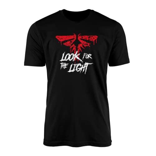 Look for The Light - Camiseta con diseño de símbolo de luciérnagas, consola de jugadores, Ellie Joel, acción postapocalíptica, regalos a juego para adultos y niños, Negro, Small