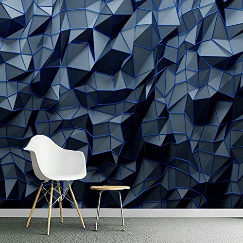 Los paneles de pared 3D Wall Stickers Murales Azul abstracto moderno de la marina de guerra 3D estereoscópica geométrico Polígono mural del papel pintado 3D Studio Bar Oficina Decoración Industrial pa