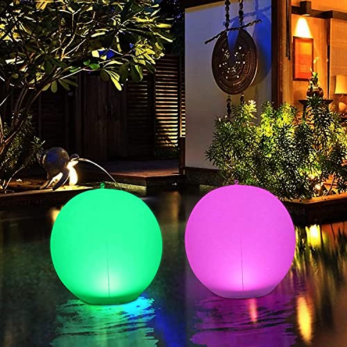 Luces Solares Inflable 34 cm, Luces Solar para Exteriores Resistente al agua IP67 Globo Solar, luz LED Cambia Color Para Piscina con control remoto para fiesta,piscina,decoración de jardín [2 piezas]