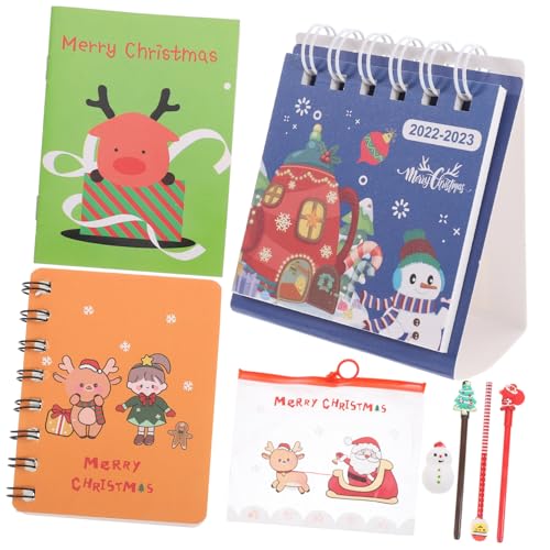 MAGICLULU 1 Juego De Papelería Navideña 8 Cuadernos Para Niños Regalos Para Estudiantes Cuadernos Para Tomar Notas Bolígrafo De Vacaciones De Navidad Bolígrafo De Oficina