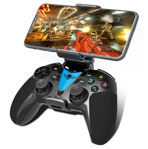 Mando para Movil Android Bluetooth con Botón Programable + Soporte Smartphone - Compatible con iPhone, Apple TV, iOS, Android, PS4, PS3 y PC Gaming - Juega a Fortnite, Call of Duty en el Teléfono