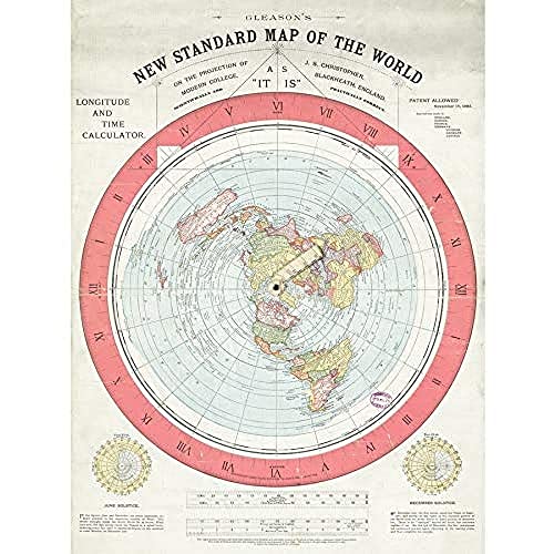 Map Gleason 1892 World Time Calculator Flat Earth Unframed Wall Art Print Poster Home Decor Premium Mapa Mundo pared Póster Casa