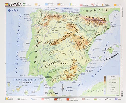 Mapa poster España fisico/politicoencapsulado 50x70 (ref.016)