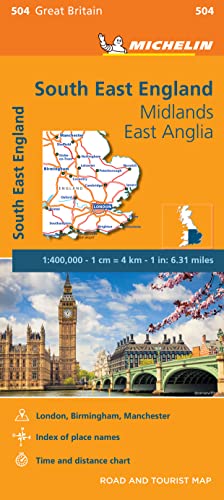 Mapa Regional South East England, Midlands, East Anglia