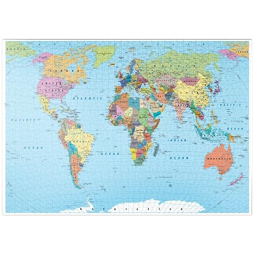Mapamundi de Colores - Fronteras, países, Carreteras y Ciudades - Puzzle Premium de 1000 Piezas - Colección Especial MyPuzzle de Puzzle Galaxy