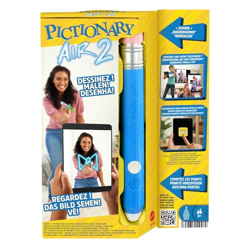 Mattel Games Pictionary Air, ve lo que dibujas en pantalla, juego de mesa familiar +7 años (Mattel HNT74)