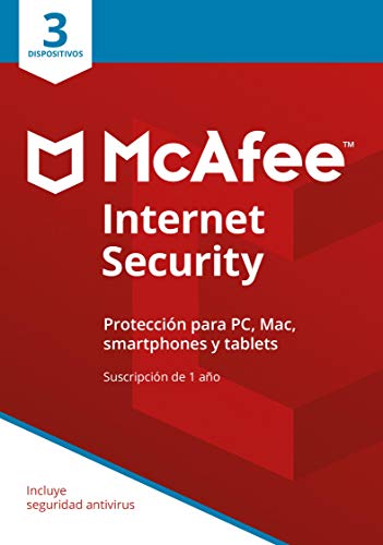 McAfee Internet Security 2024 | 3 dispositivos | Antivirus y software de seguridad en Internet | Windows/Mac/Android/iOS | Suscripción de 1 año | Descargar código
