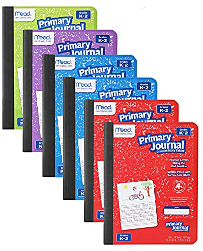 Mead - Cuadernos de escritura Primary Journal para preescolar, paquete 6 aprender a escribir, los es pueden variar cursos K-2 (1.º E.P.O.), 100 hojas (200 páginas), libretas Creative Story niños