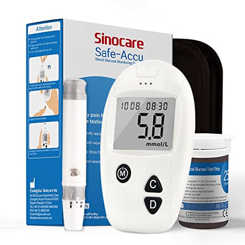 Medidor de glucosa en sangre - Safe Accu - Kit de control de diabetes Kit de prueba de azúcar en sangre Sin codificación con 25 tiras de prueba de glucosa en sangre mg/dL