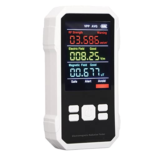 Medidor EMF, Probador De Radiación De Campo Electromagnético, Detector EMF Con Retroiluminación LCD Digital Portátil, Medidor De Radiación De Alta Frecuencia Para Oficina En Casa Al Aire Libre(Blanco)