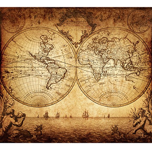 Meishe Art Póster Vintage de Mapa del Mundo Antiguo 1733 náutico Mapa de Barco náutico decoración de Pared del hogar