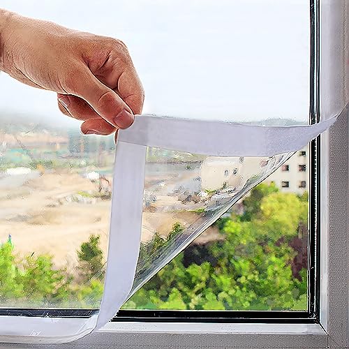 Mellroom Película transparente antiviento para ventanas 160cm x 160cm aislante térmica anti frío se pueden ventilar Reutilizable DIY esencial de invierno